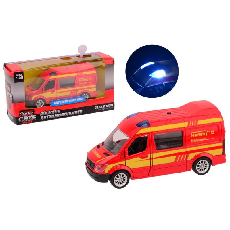 Spielzeugauto - Feuerwehr-Rettungswagen mit Blaulicht und Sound, 9,90 €